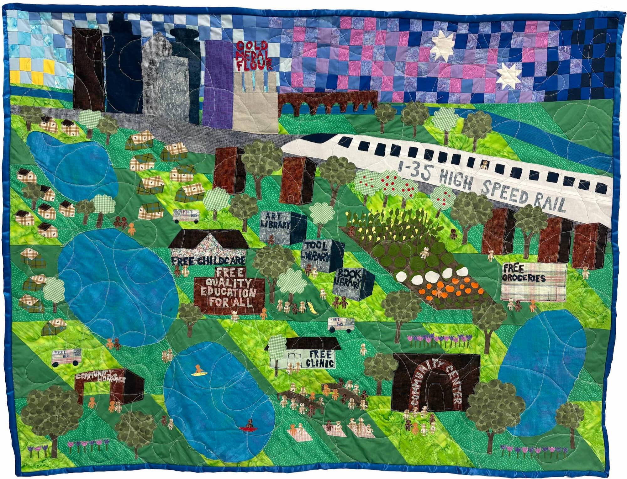 Invitation to Dream, machine quilted cotton, 48"x36", 2025