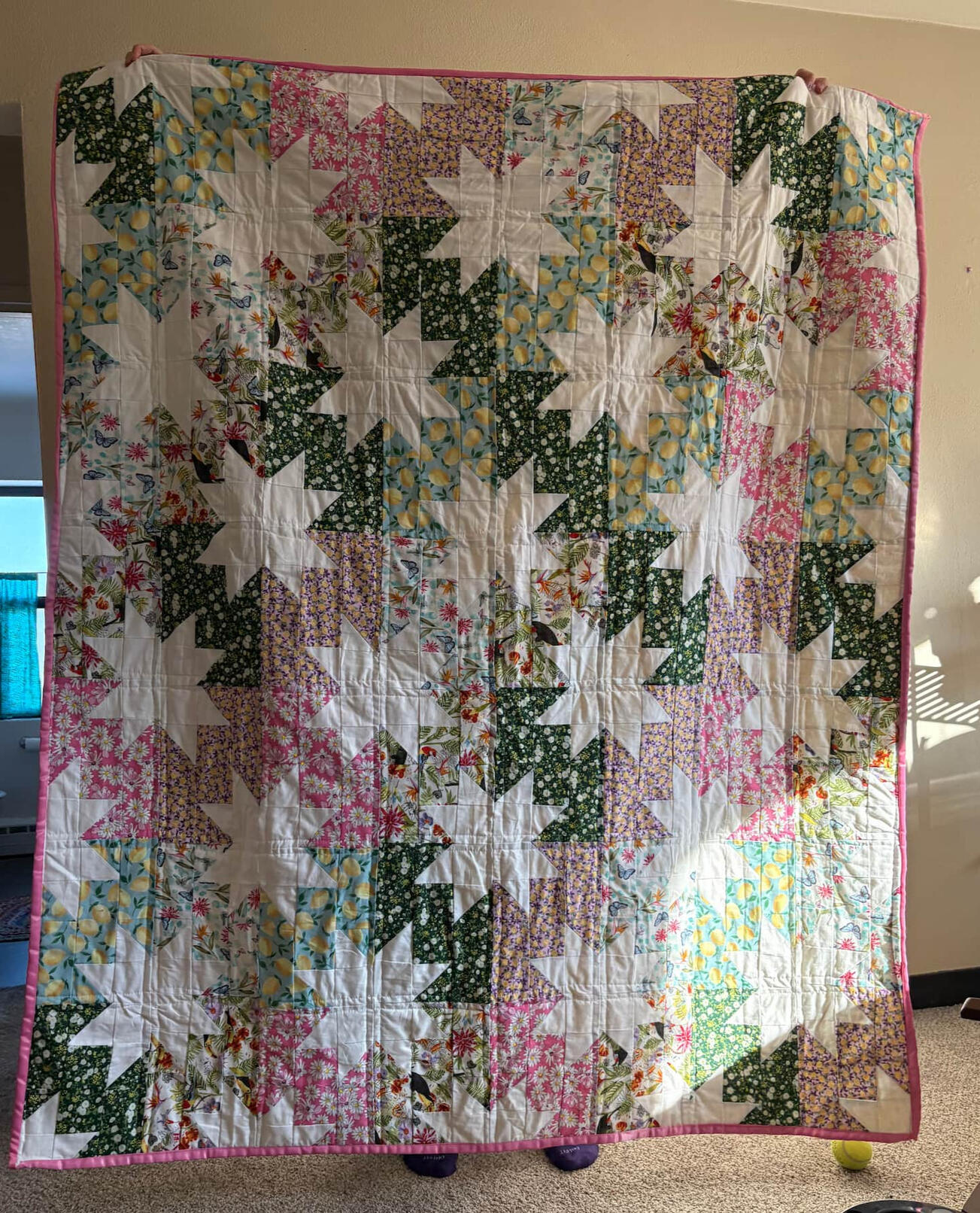 Star Poppy Quilt, quilted cotton, 50"x60", 2025