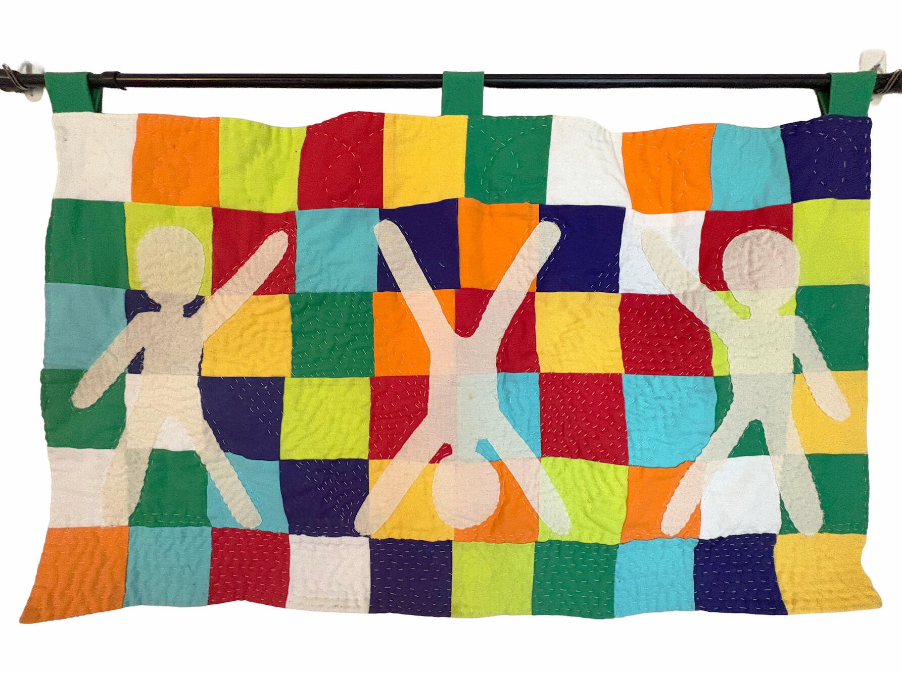 Double Wedding Ring Quilt made in collaboration with Ethan Huelskamp, quilted cotton, 96"x90, 2025
