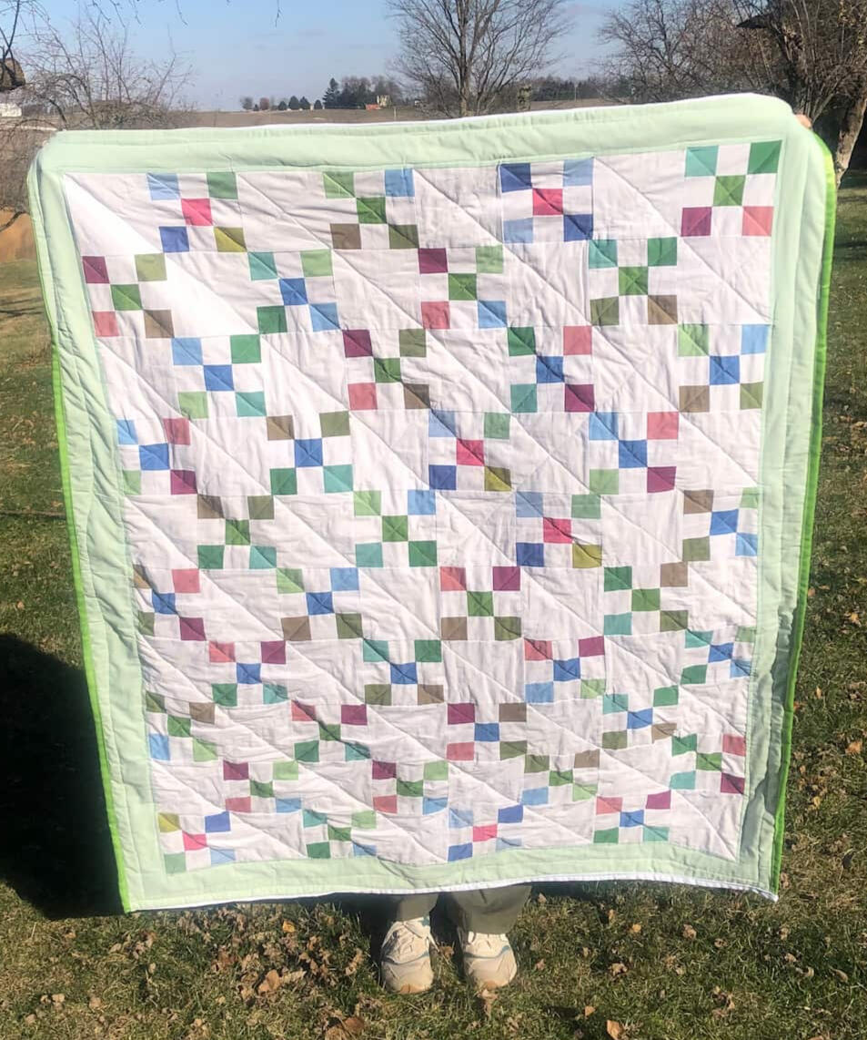 Double Wedding Ring Quilt made in collaboration with Ethan Huelskamp, quilted cotton, 96"x90, 2025