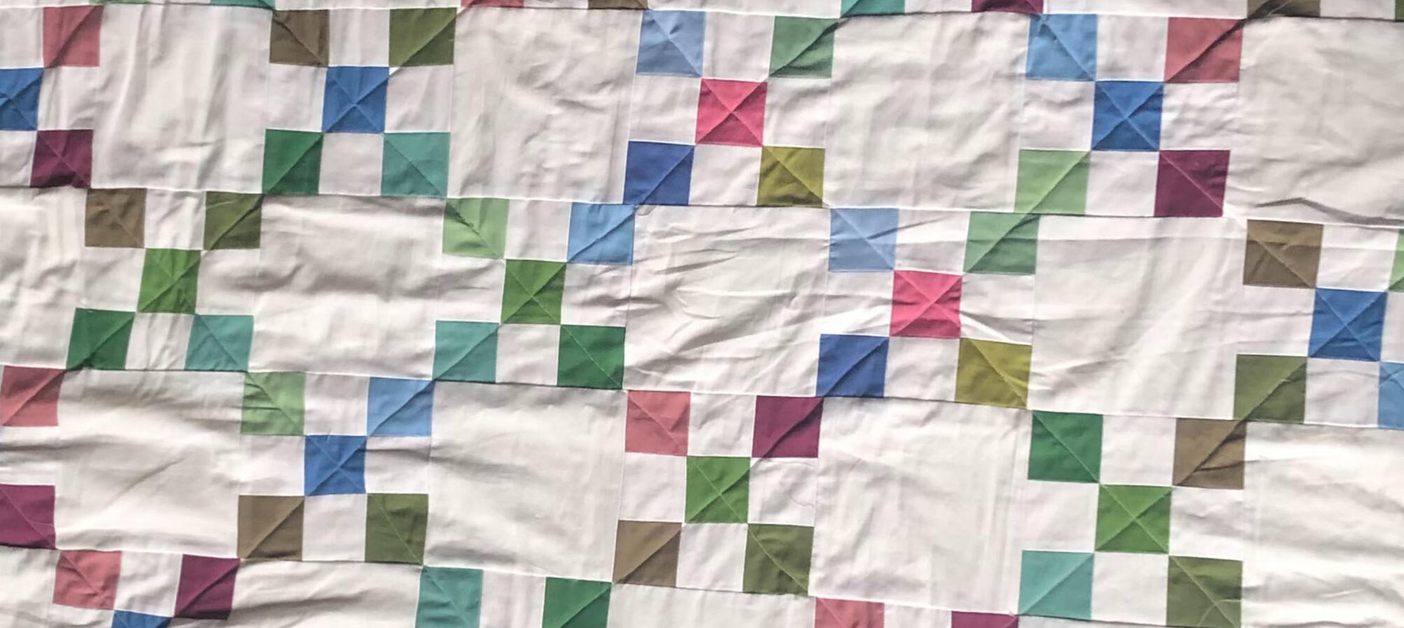 Double Wedding Ring Quilt made in collaboration with Ethan Huelskamp, quilted cotton, 96"x90, 2025